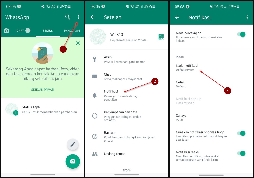 cara ganti nada dering whatsapp