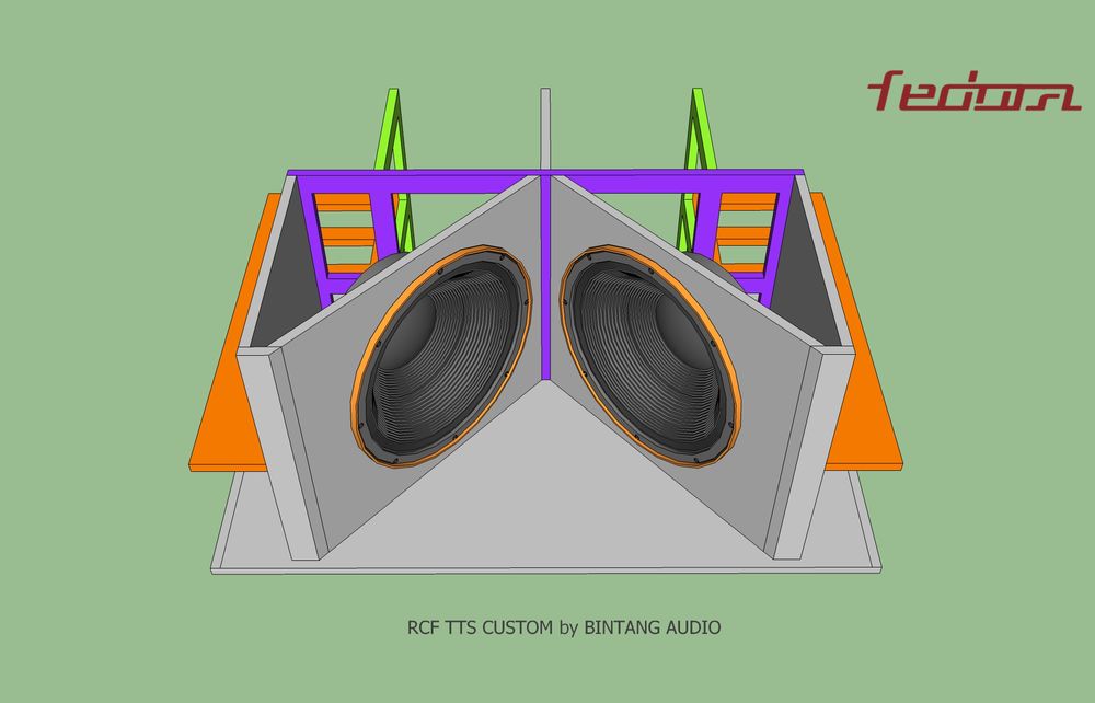 Tampak Atas Bagian Depan Box Subwofer Rcf