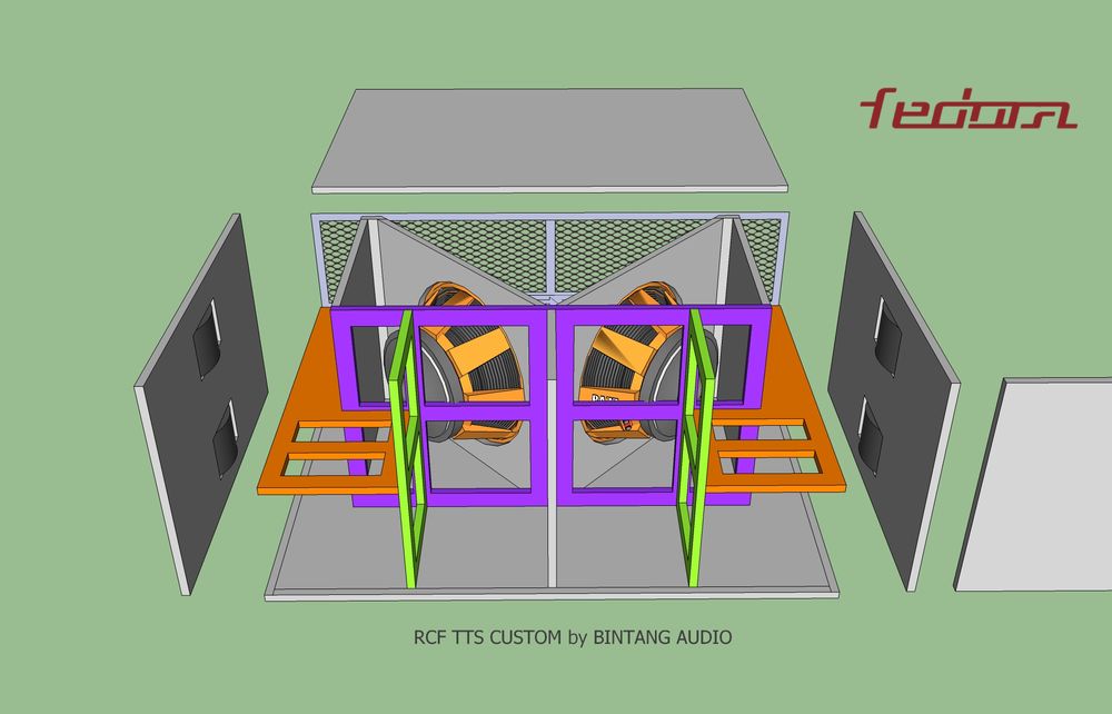 Tampak Atas Skema Box Subwoofer Disassemble